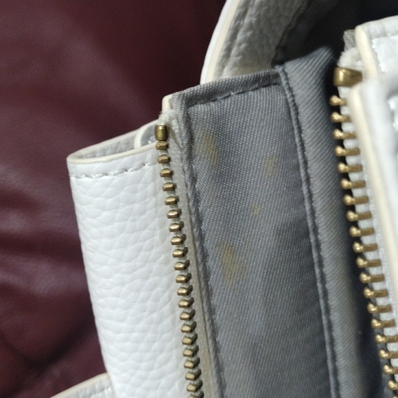 Samantha Vega White Leather 2 Ways Handbag Shoulder Bag Removable face - Picture 14 of 16